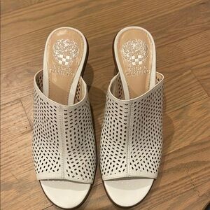 Vince Camuto White Perforated Mules